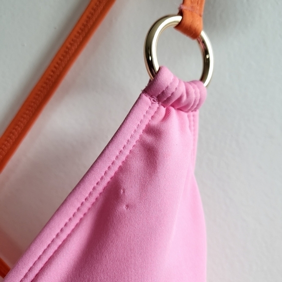 New Kate Spade NY Plunging V-Neck Colorblock Barbie Pink/Orange Swimsuit Small - Picture 17 of 17